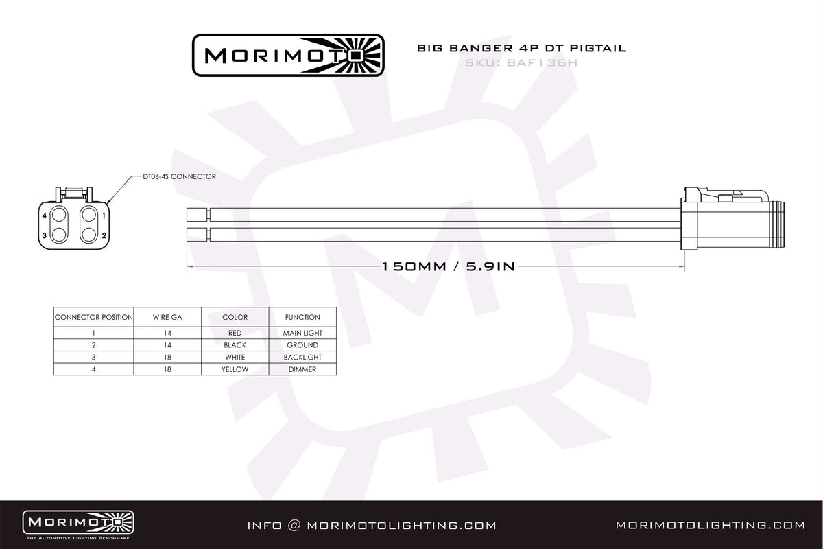 Morimoto Deutsch DT 4-Pin Pigtail: (6in / Each)