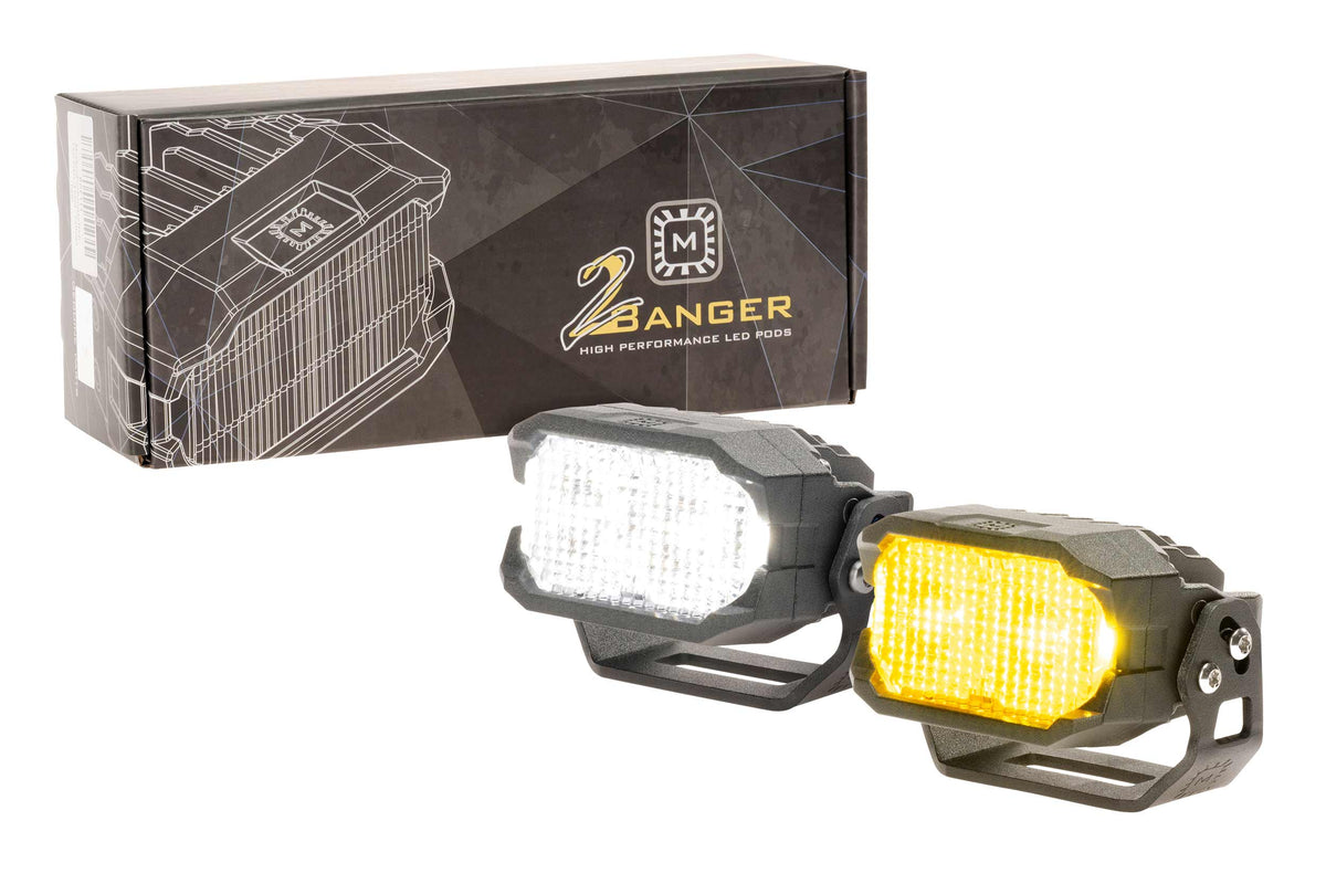 Morimoto 2Banger HXB LED Pods (Flood / Yellow / Set)