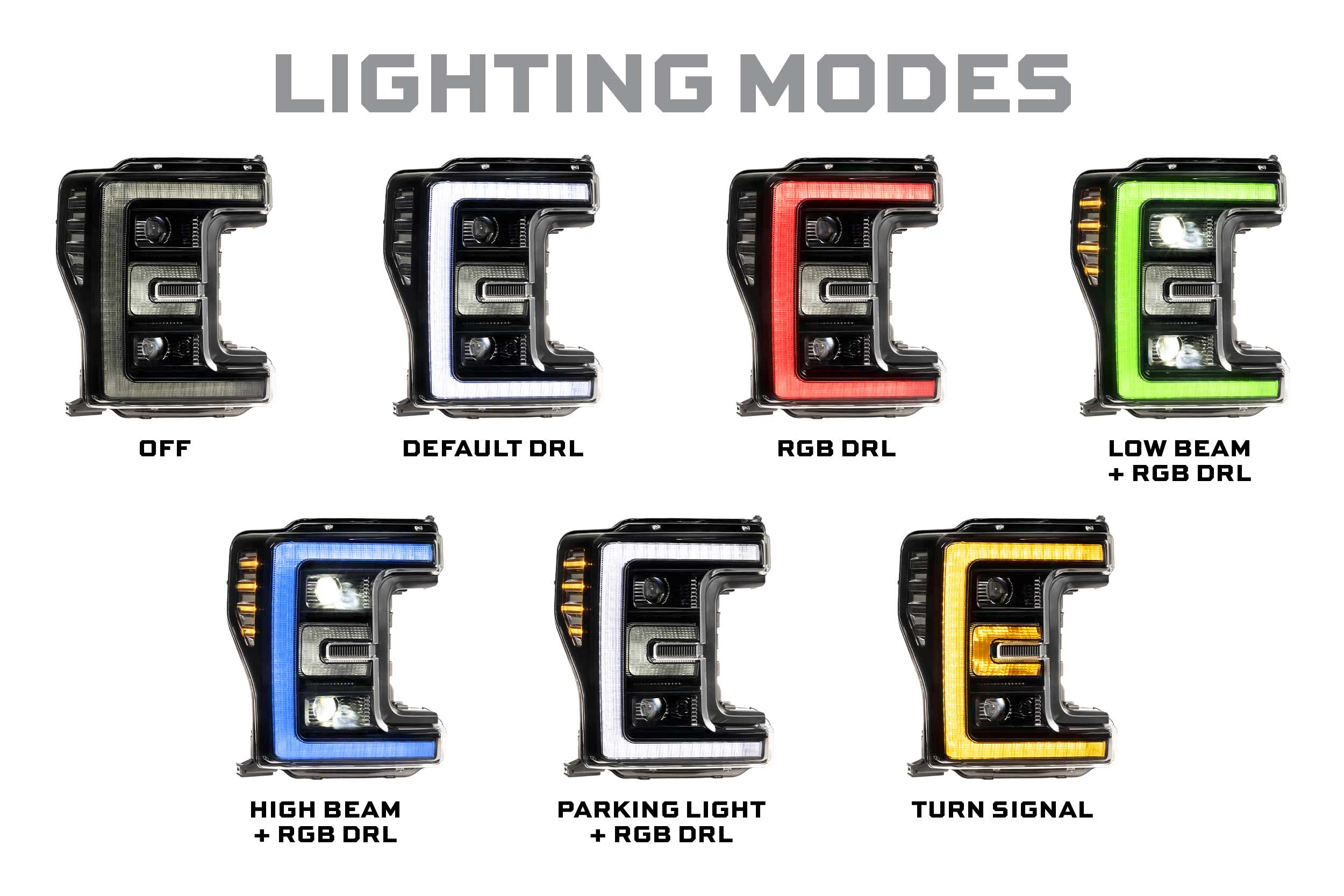 Morimoto XRGB LED Headlights: 17-19 Ford Super Duty (Set)