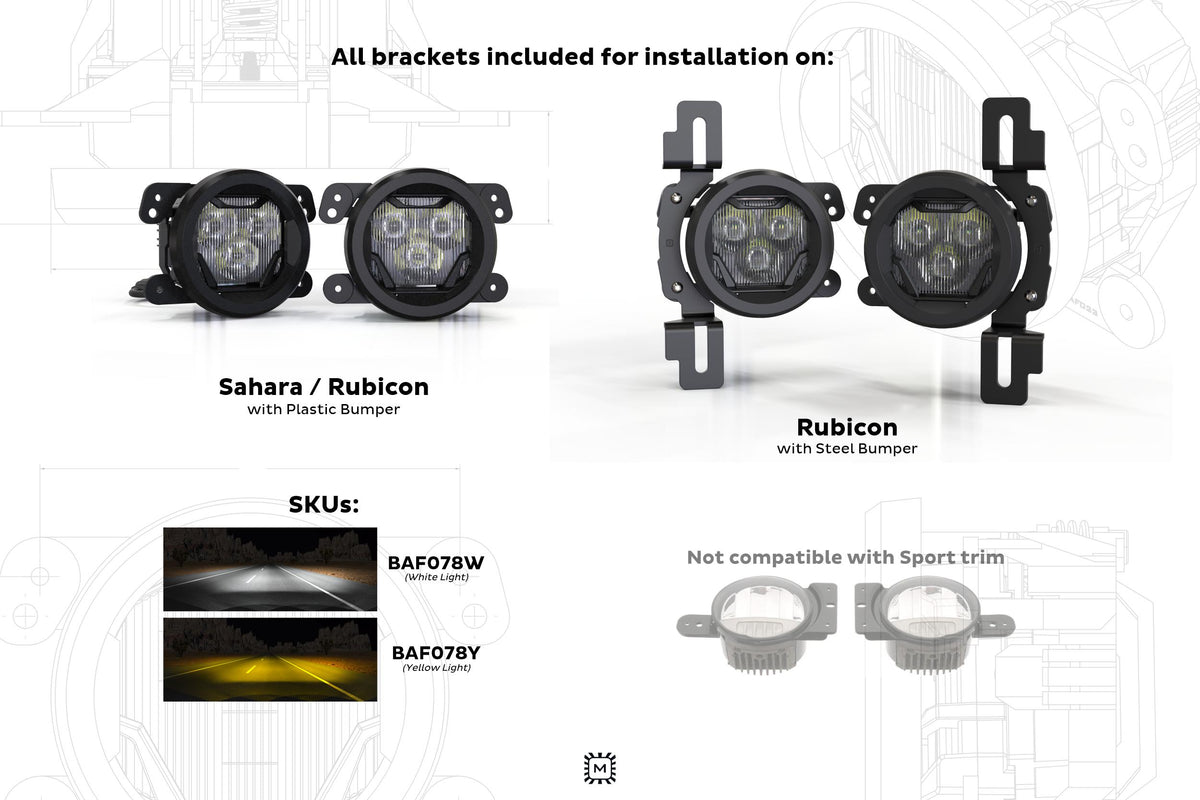 Morimoto 4Banger Fog Light Kit: 18+ JL/JT (NCS / Wide / White / Set)