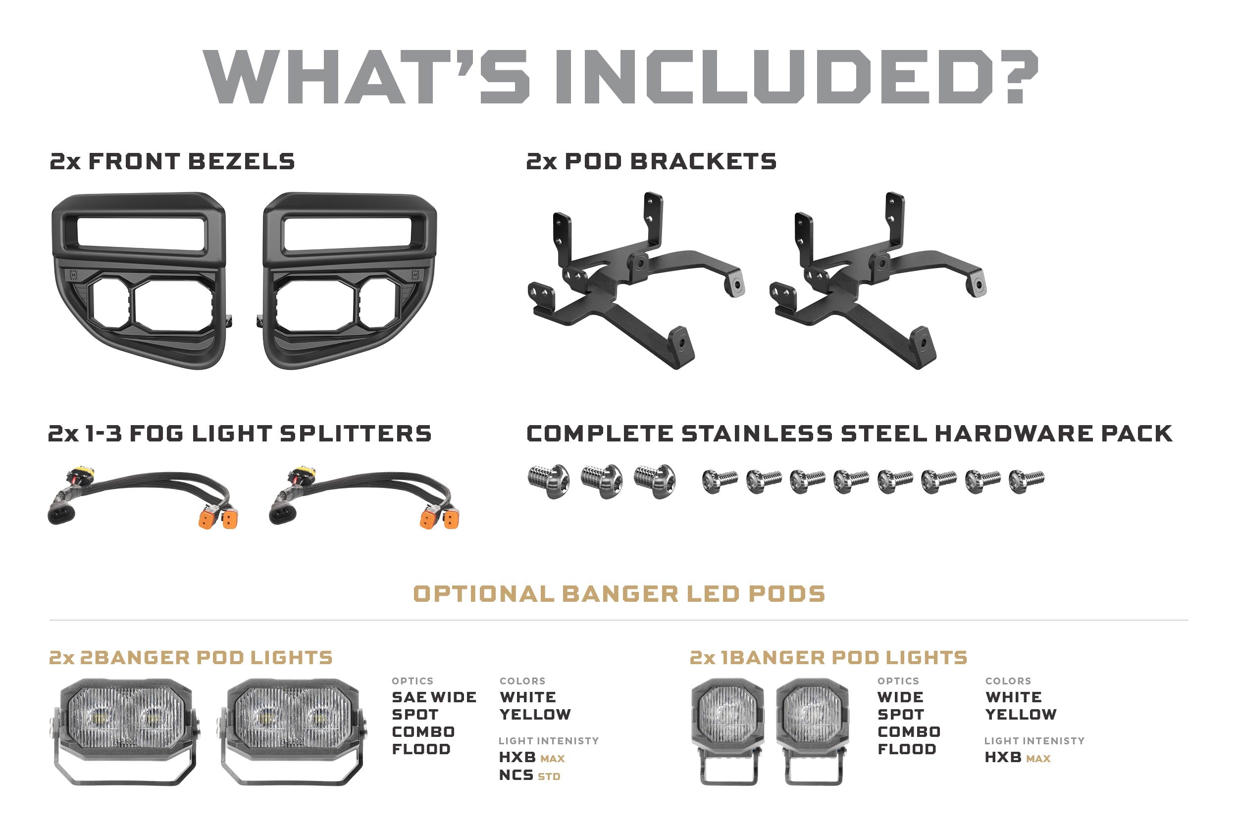 Morimoto Banger Fog Brackets: 20-22 Super Duty OE LED (Set)