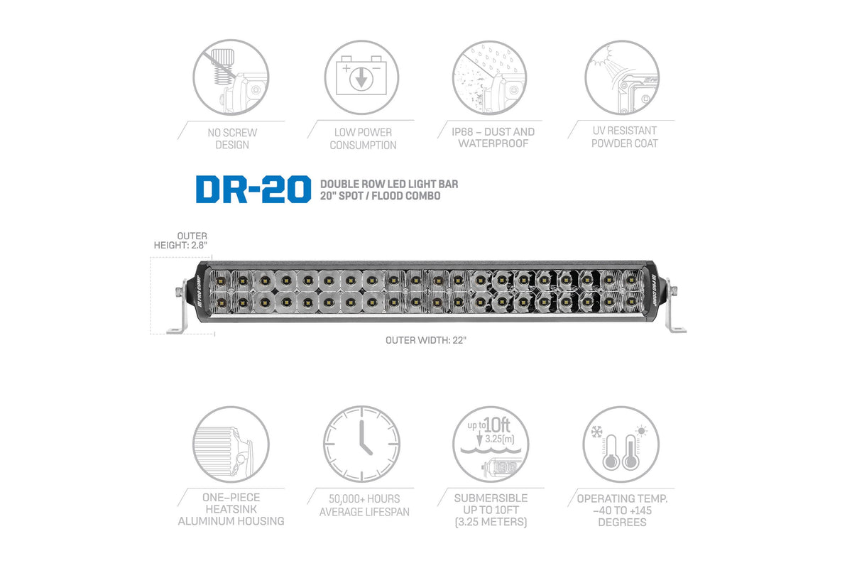 ProComp Pro Comp Motorsports Series Double Row Light Bar: 20" / White / Combo Beam