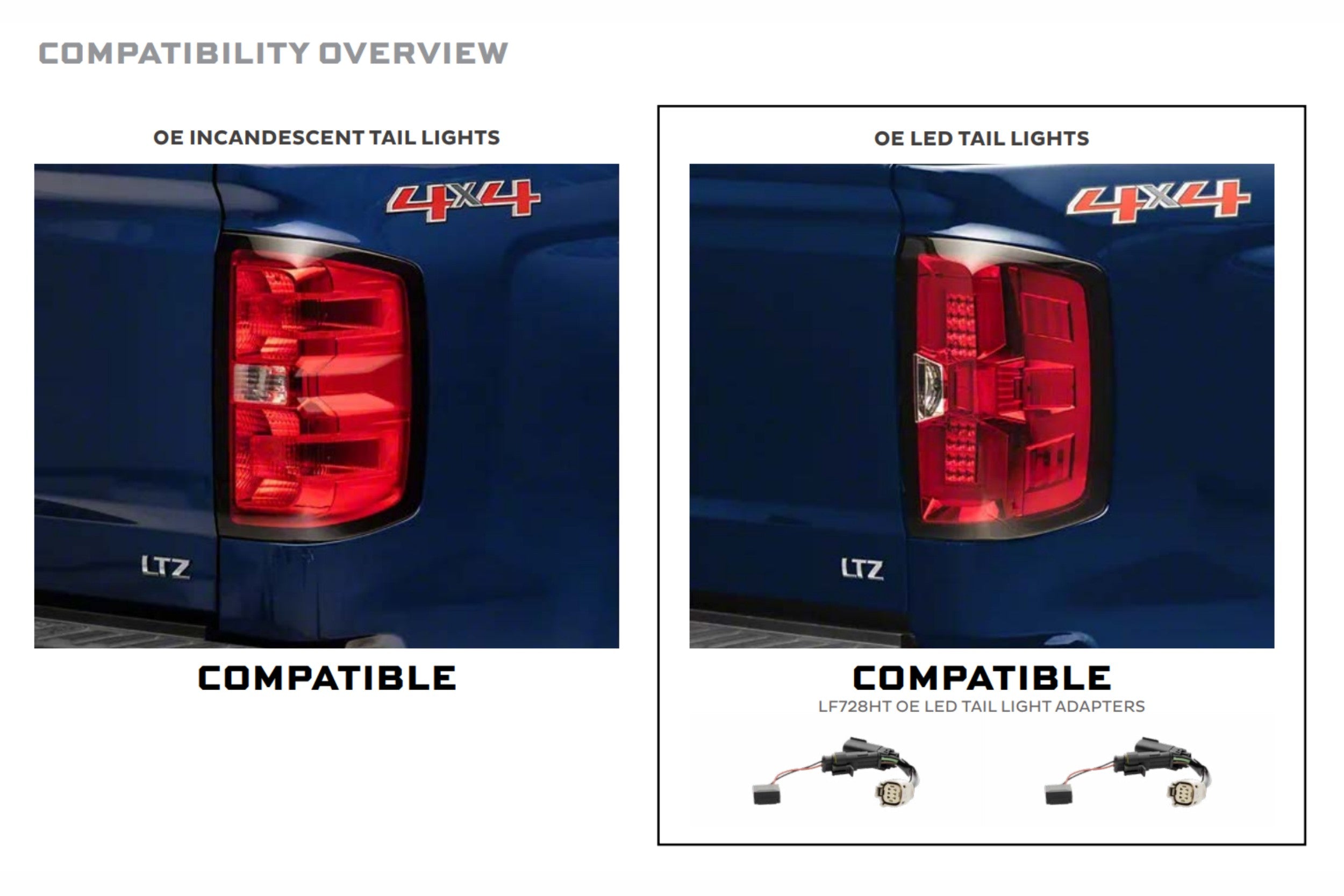 Morimoto XB LED Harness: 14-18 Silverado/Sierra OE LED Tail Adapters (Set)
