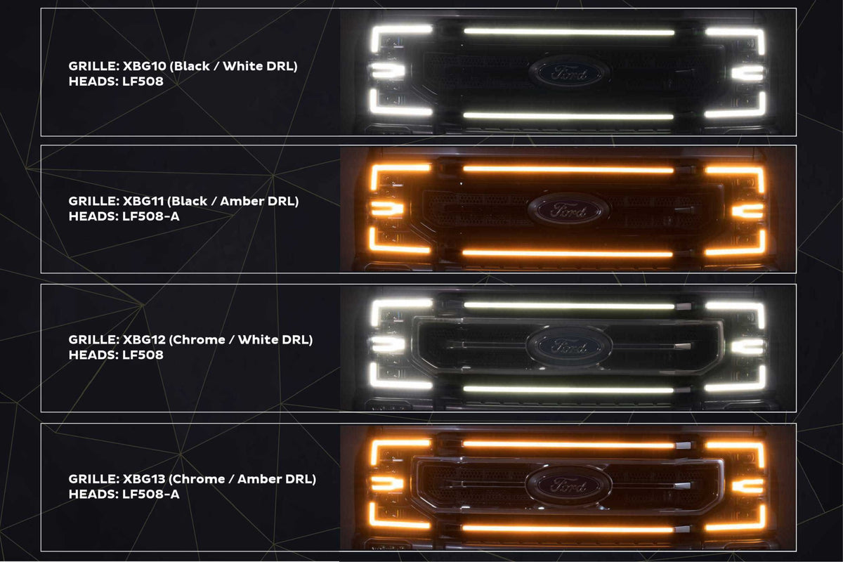 Morimoto XBG LED Grille: Ford Super Duty (20-22 / Black / White DRL)