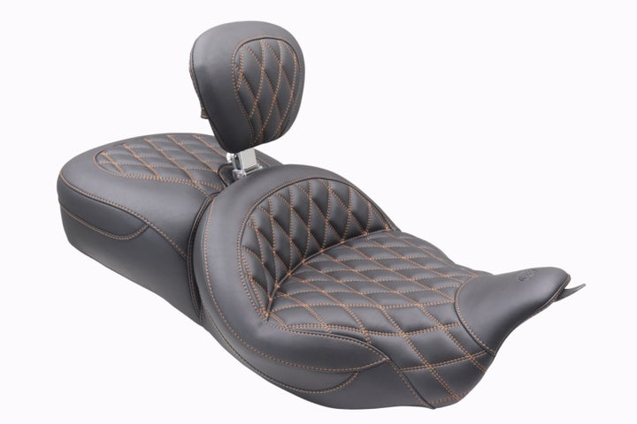 Mustang 08-25 Harley FL Touring Rd King Sp, Rd Glide Ltd, Dble Diamond ST Backrest - Black/MO