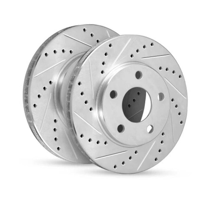 R1 23-26 Acura ZDX Rear Left Drilled & Slotted Silver Brake Rotor