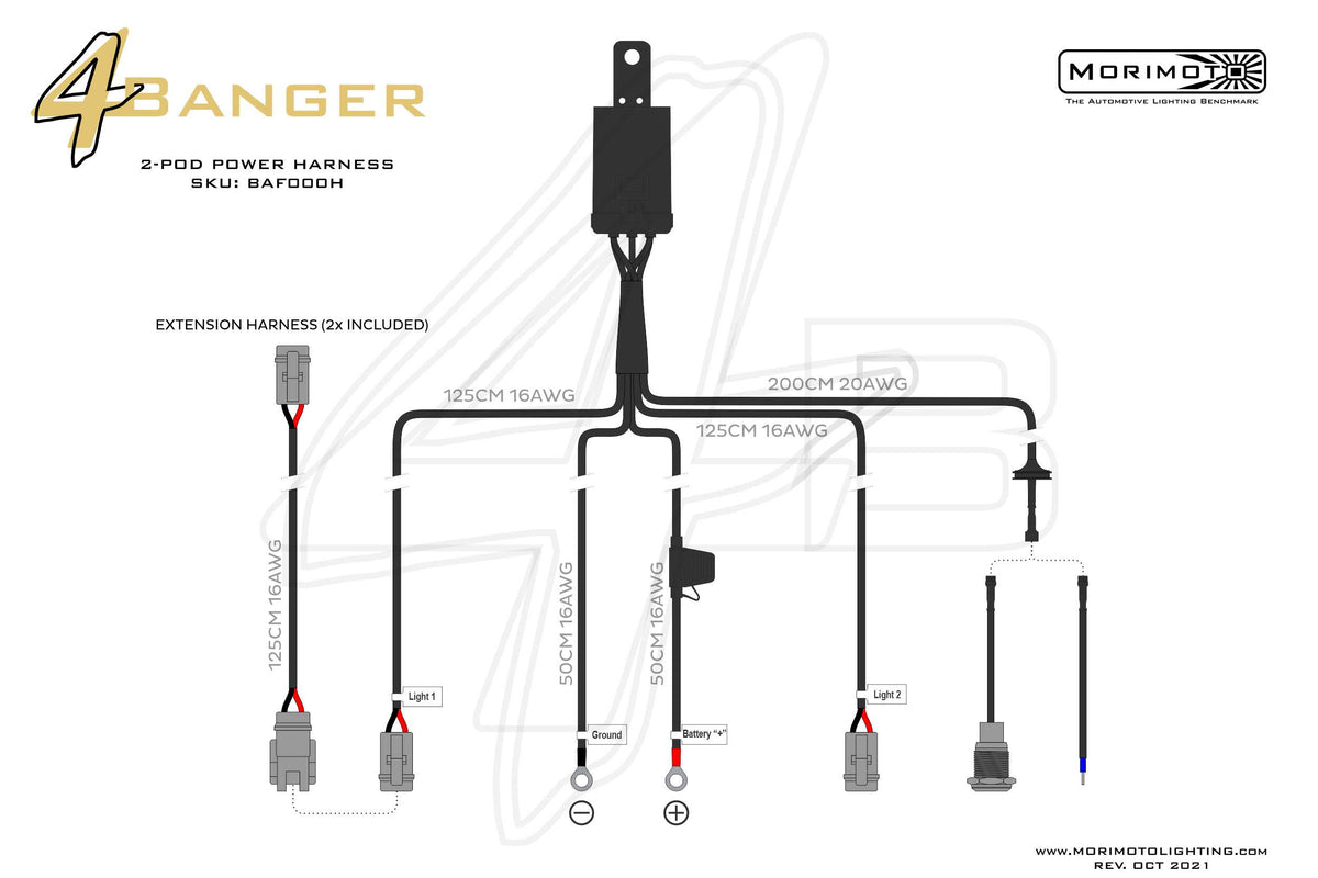 Morimoto Heavy Duty DT 2-Pin Harness for 2 Pods (Each)